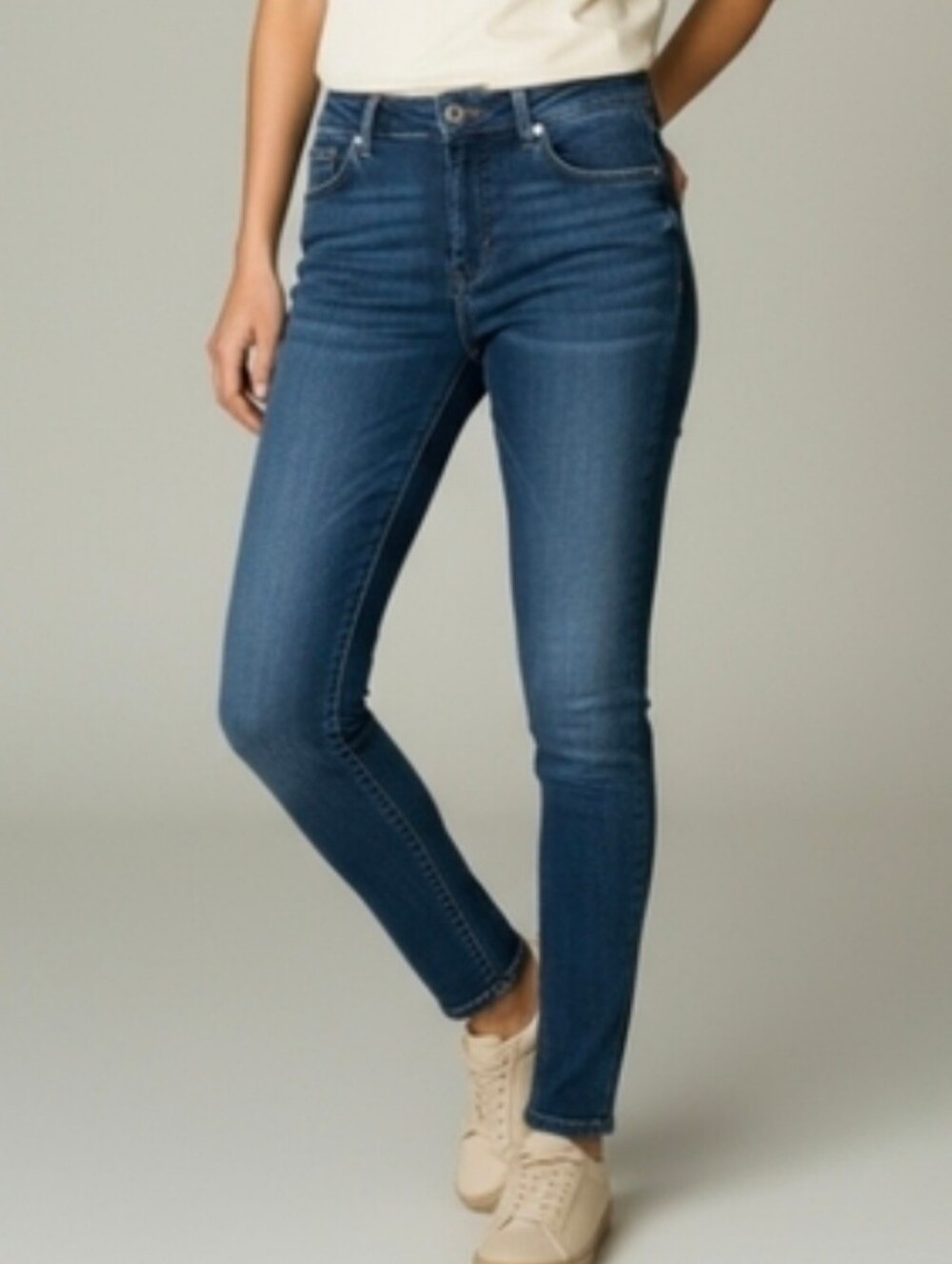 PAIGE Straight Leg Jeans in Medium Blue Wash